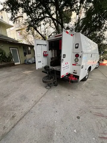 Magnet Plumbing service vehicle on-site for Sewer Line Repair in Lakemont